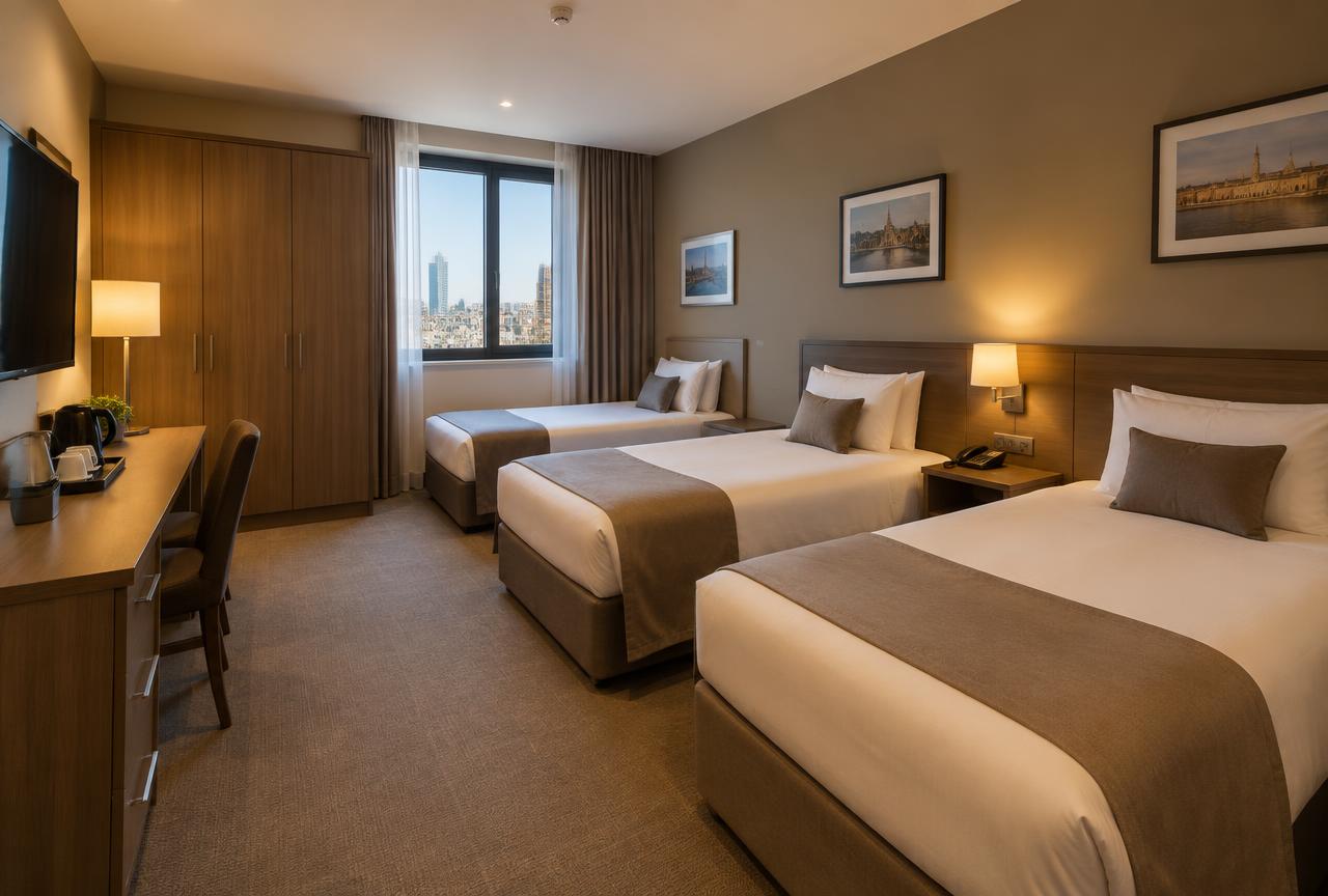 Deluxe Triple — Three beds (illustrative)